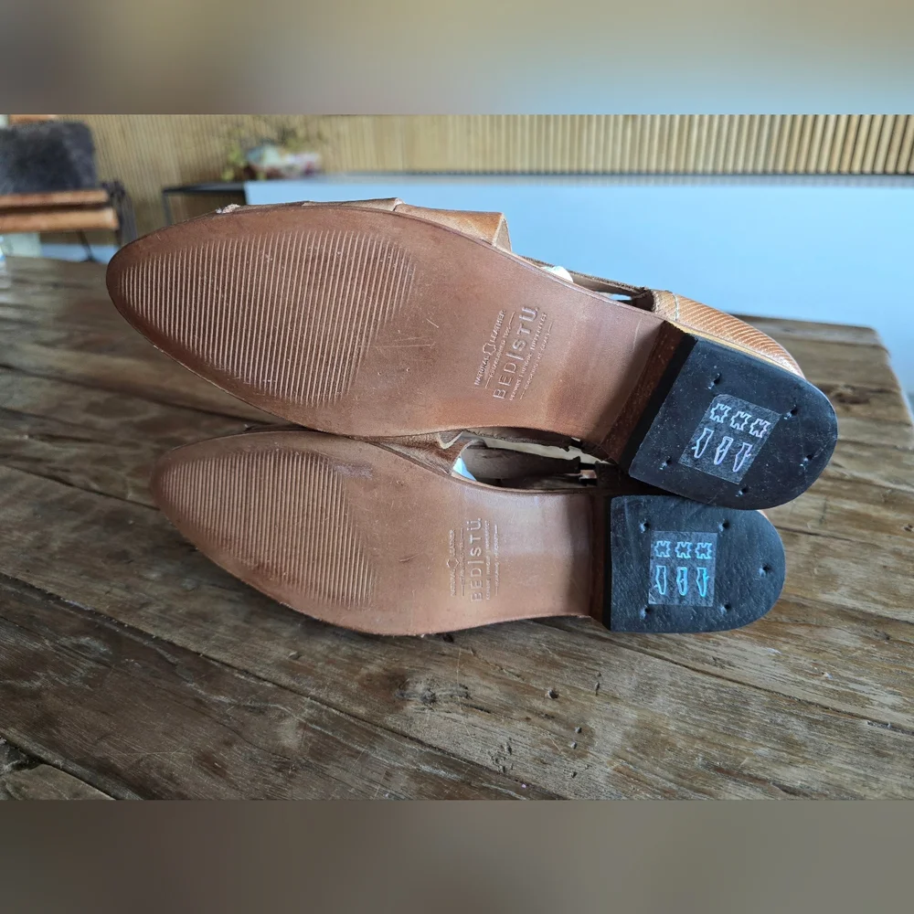 BED|STU Brittany  Brown Ankle Boots with Distressed Leather and Woven Straps - Picture 9 of 11